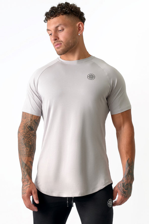 FITTED TEE - CURVED HEM - GRAY